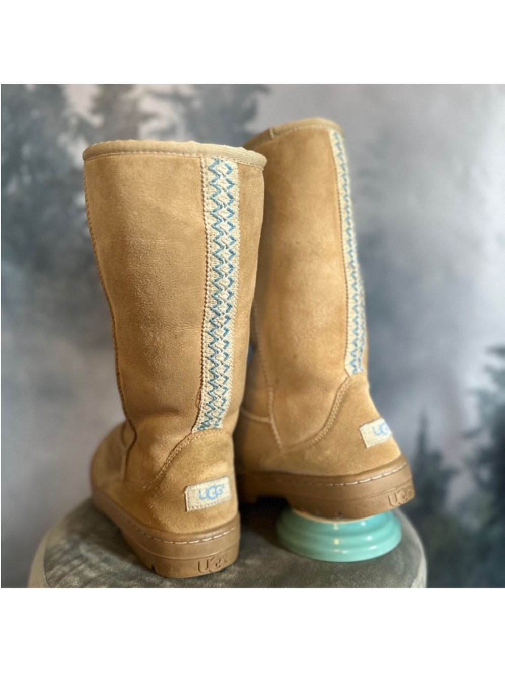 UGG Chestnut Suede Shearling Fold-Over Boots